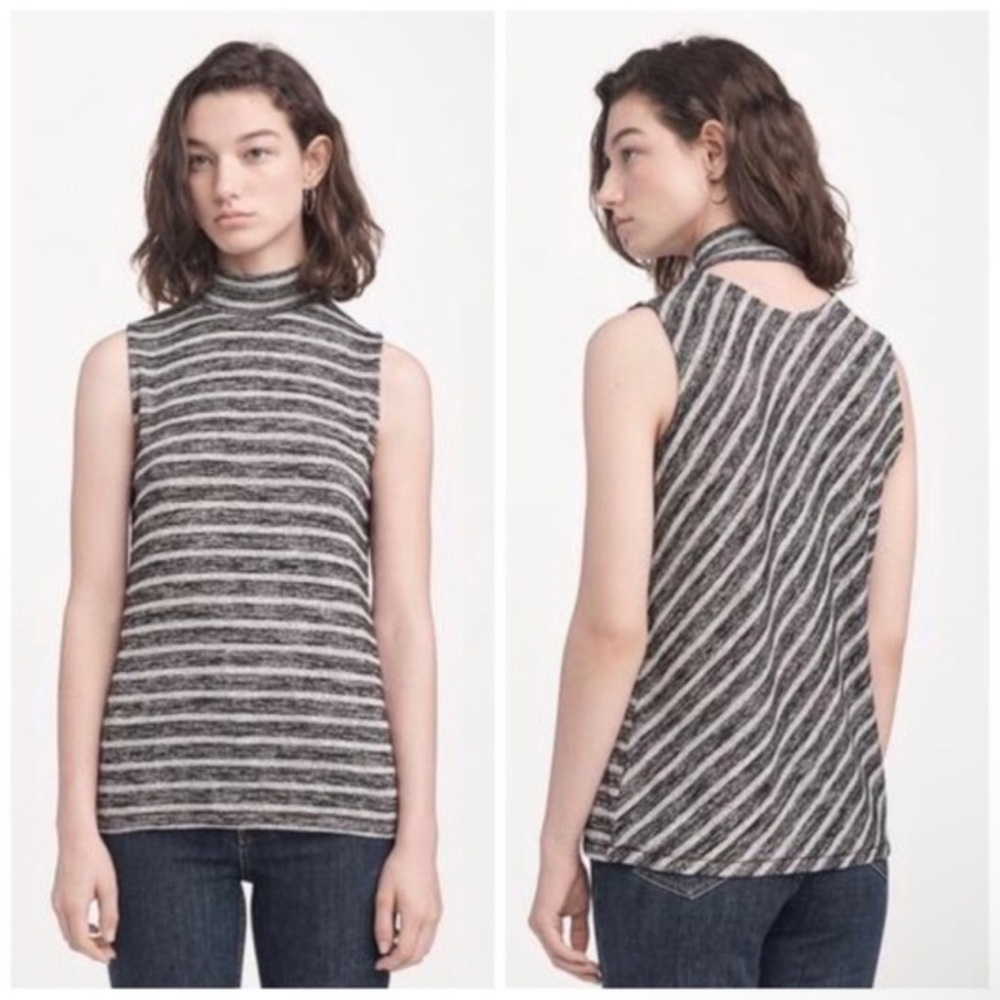 Rag & Bone Thea Mock-Neck Top Sweater Tank Top Striped